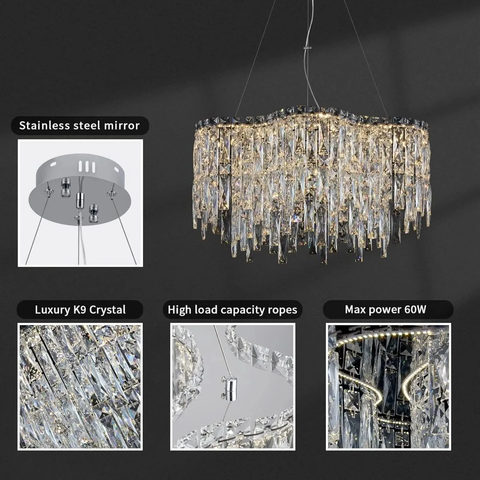 Crystal Chandelier with Remote Control Light Fixtures - Image 5