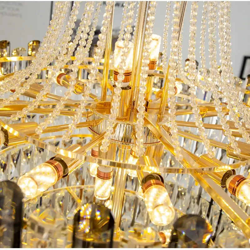 High Ceiling Crystal Chandelier for Villa Duplex Staircase - Image 10