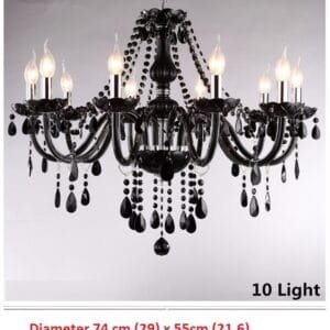 Black Crystal Chandelier Lighting For Living Room – 10 heads