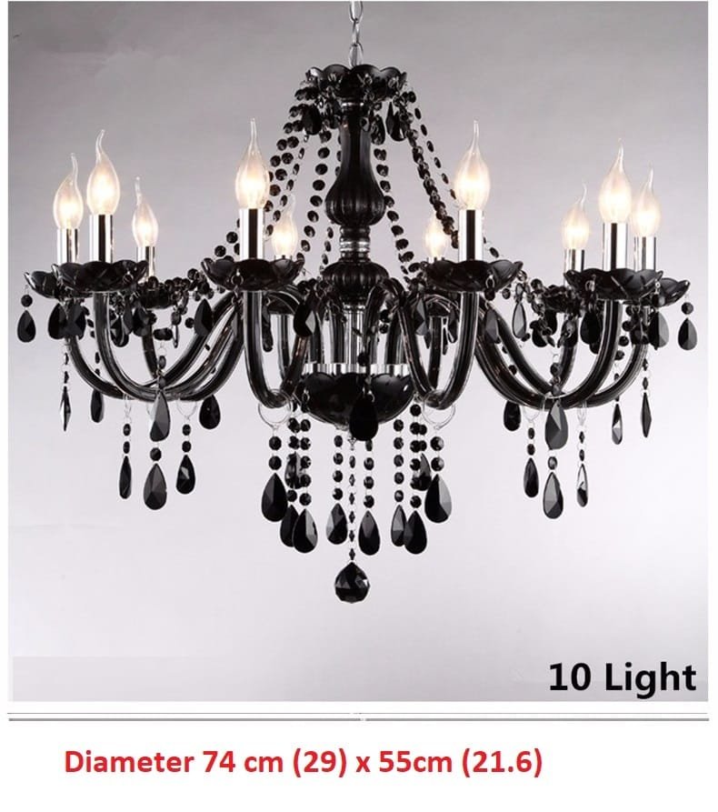 Black Crystal Chandelier Lighting For Living Room – 10 heads