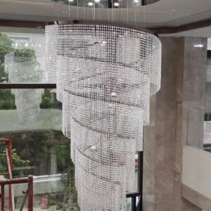 Spiral Design Crystal Chandelier Staircase Light Fixture