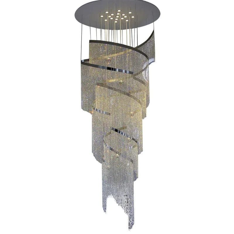 Spiral Design Crystal Chandelier Staircase Light Fixture