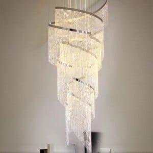 Spiral Design Crystal Chandelier Staircase Light Fixture