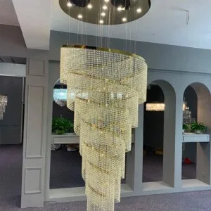 Spiral Design Crystal Chandelier Staircase Light Fixture