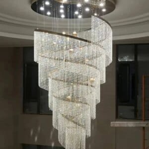 Spiral Design Crystal Chandelier Staircase Light Fixture