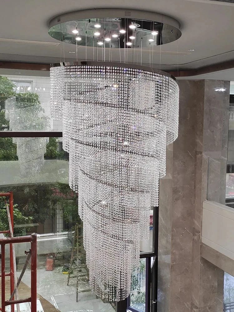 Spiral Design Crystal Chandelier Staircase Light Fixture
