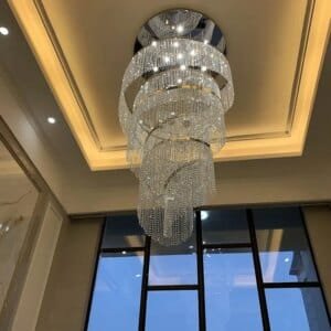 Spiral Design Crystal Chandelier Staircase Light Fixture