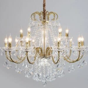 American Retro Crystal Chandelier Black Gold Pendant Light