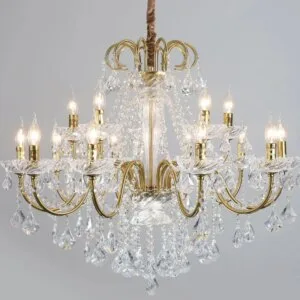 American Retro Crystal Chandelier Black Gold Pendant Light