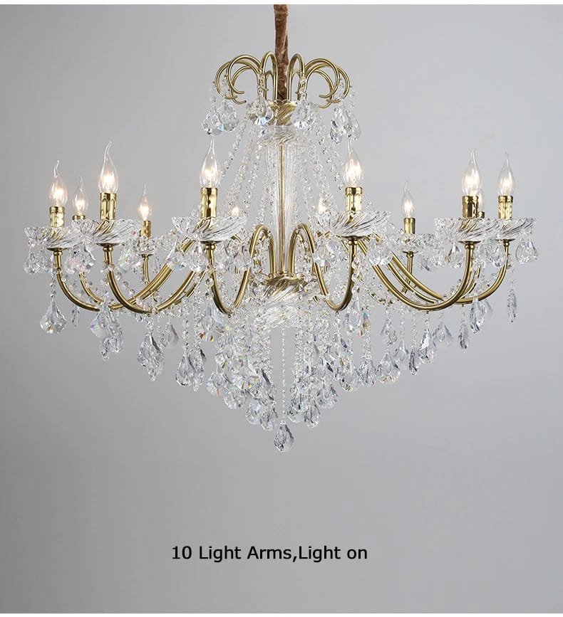 American Retro Crystal Chandelier Black Gold Pendant Light