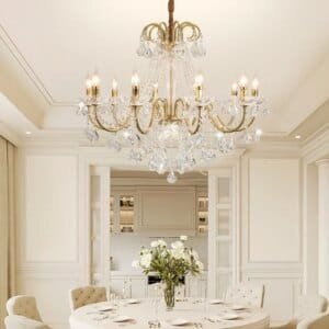American Retro Crystal Chandelier Black Gold Pendant Light