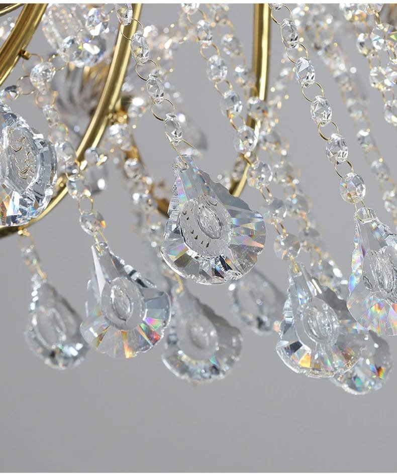 American Retro Crystal Chandelier Black Gold Pendant Light