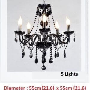 Black Crystal Chandelier Lighting For Living Room – 5 heads