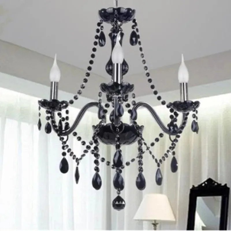 Black Crystal Chandelier Lighting For Living Room