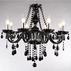 Black Crystal Chandelier Lighting For Living Room