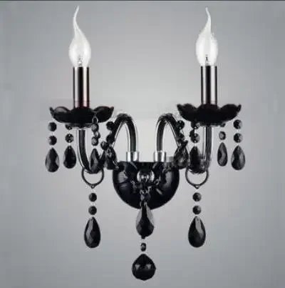 Black Crystal Chandelier Lighting For Living Room – wall 2 heads