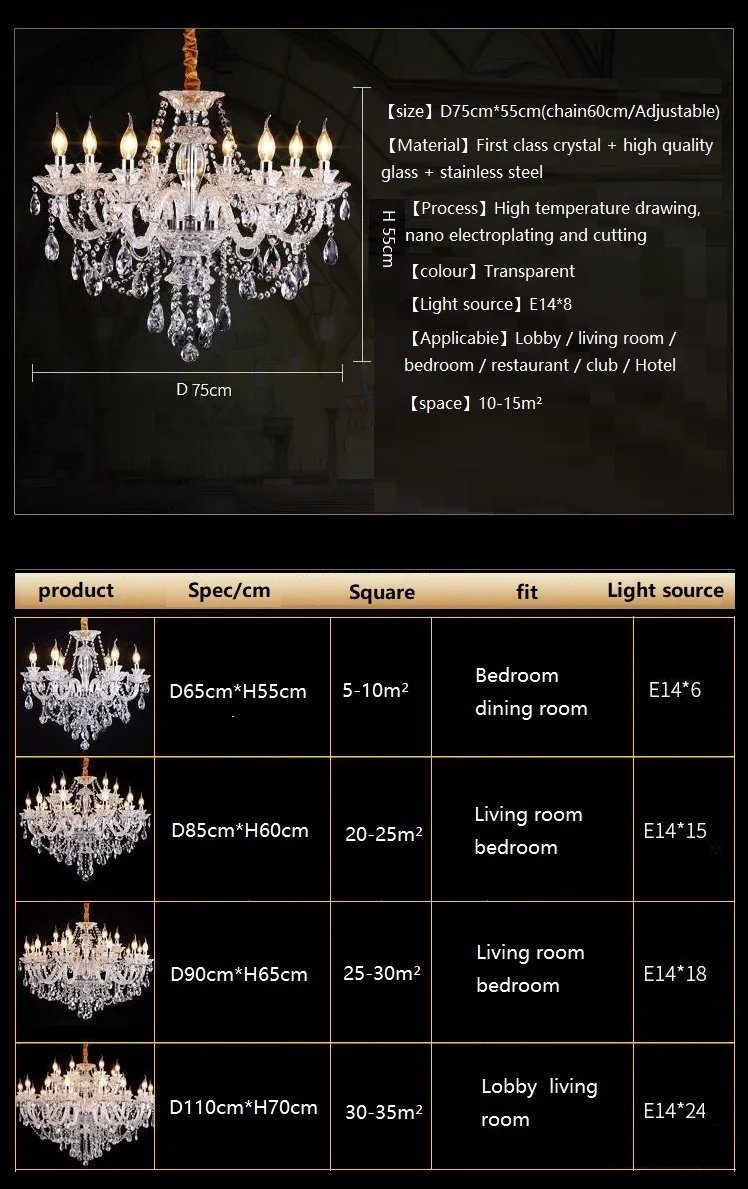 Modern Crystal Chandelier Lighting Fixture for Living Room