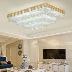 Modern Large Crystal Ceiling Lights for Living Room LED Gold-Chrome