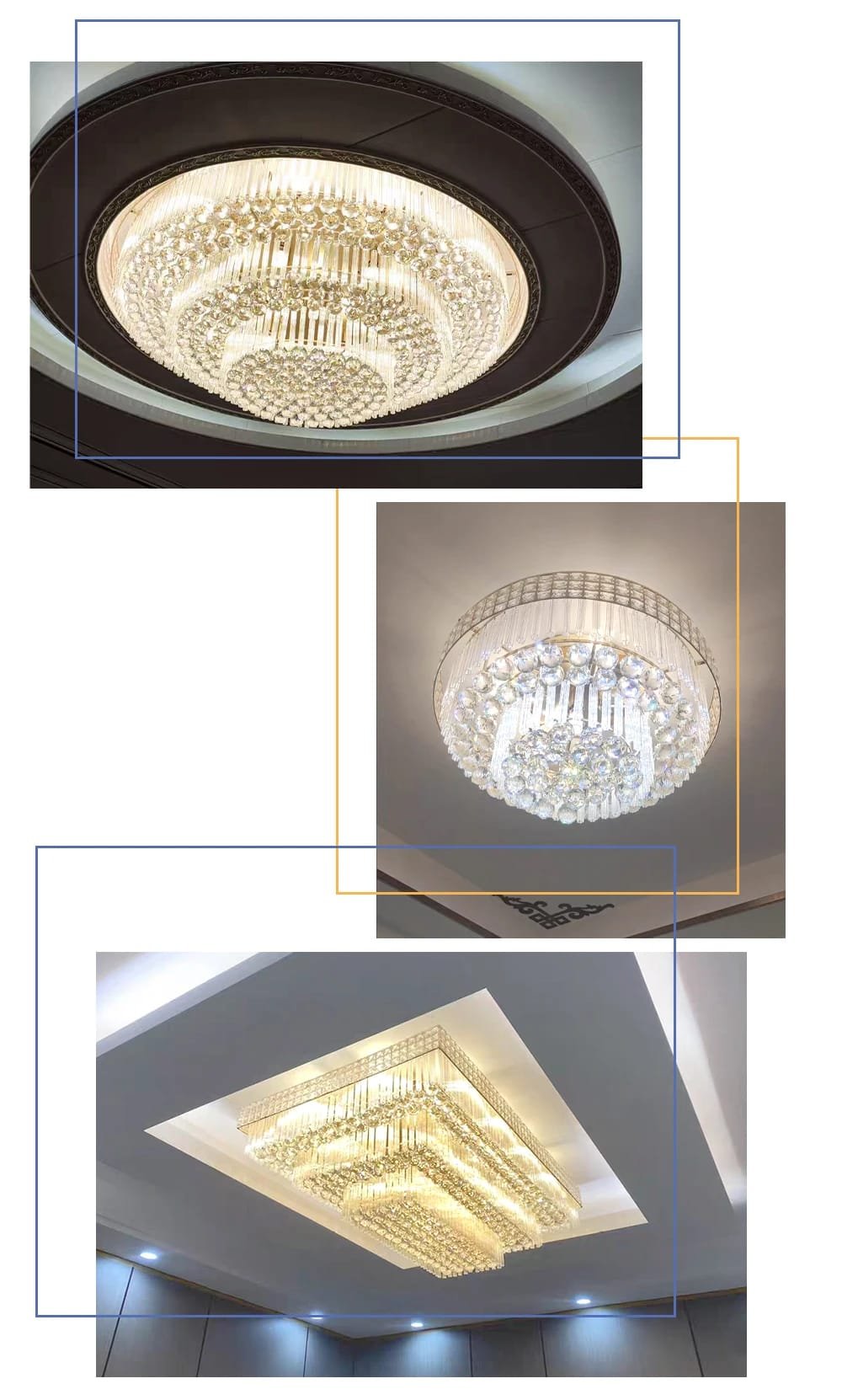 Modern Large Crystal Ceiling Lights for Living Room LED Gold-Chrome