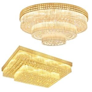 Modern Large Crystal Ceiling Lights for Living Room LED Gold-Chrome