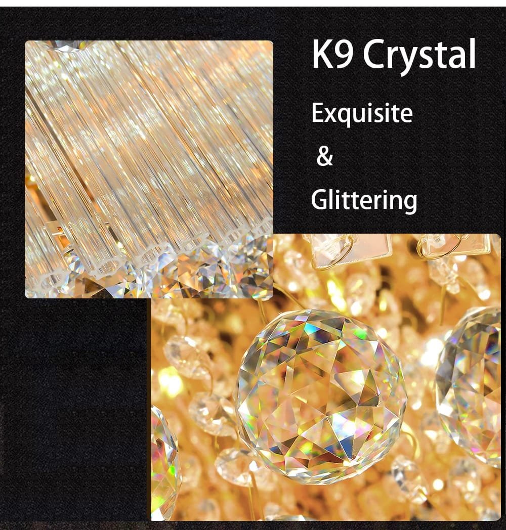 Modern Large Crystal Ceiling Lights for Living Room LED Gold-Chrome