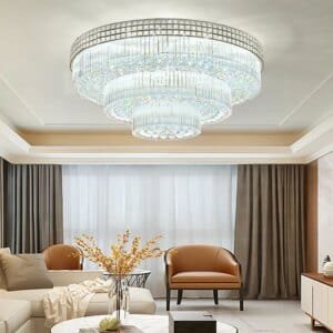 Modern Large Crystal Ceiling Lights for Living Room LED Gold-Chrome