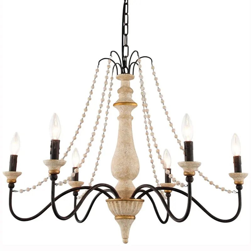 American Style Rural Chandelier Living Room Dining Room Bedroom Study Cafa 6 Head