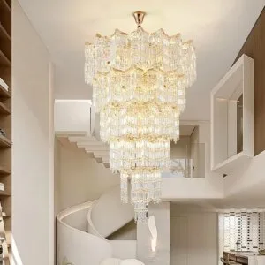 High Ceiling Stairwell Crystal Chandelier Modern Lighting