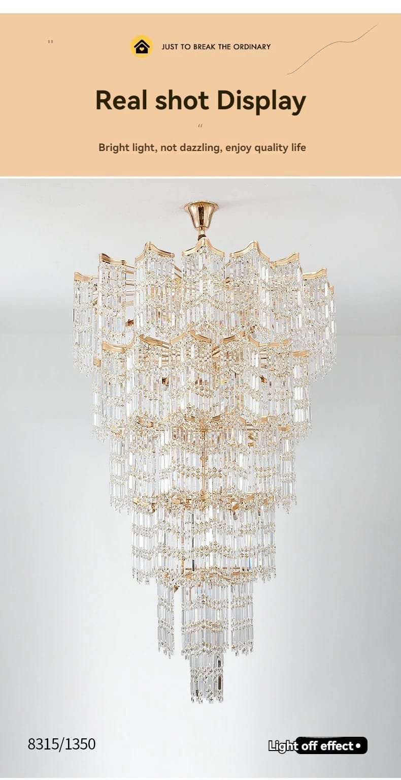 High Ceiling Stairwell Crystal Chandelier Modern Lighting