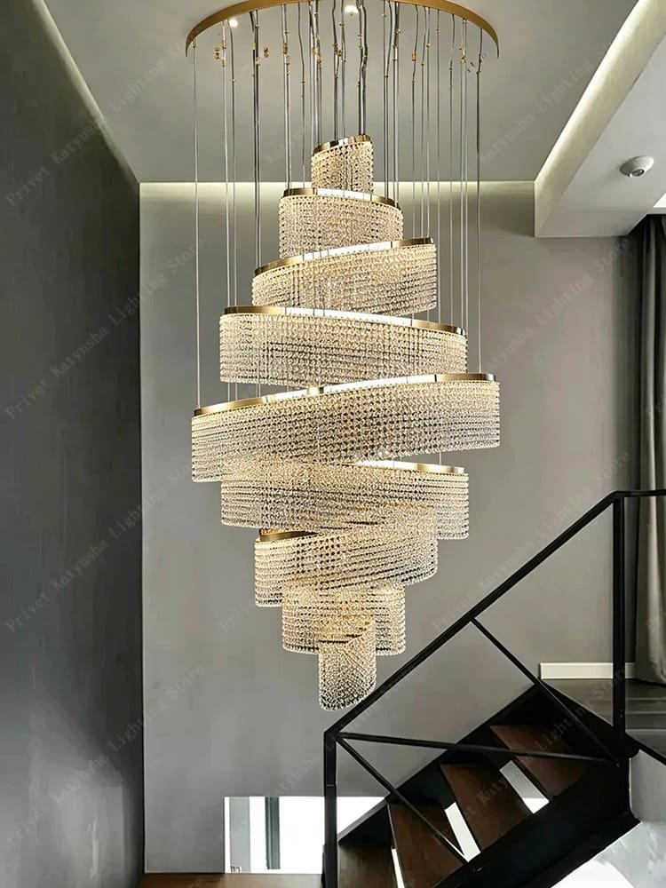 Crystal Chandelier Stair Pendant Lights Interior Lighting