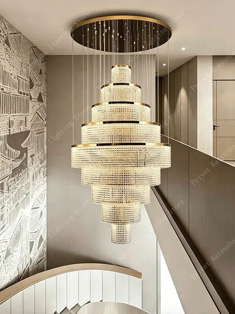 Crystal Chandelier Stair Pendant Lights Interior Lighting