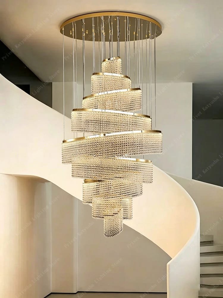 Crystal Chandelier Stair Pendant Lights Interior Lighting