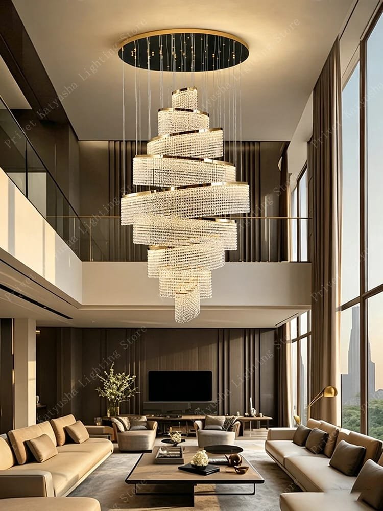 Crystal Chandelier Stair Pendant Lights Interior Lighting