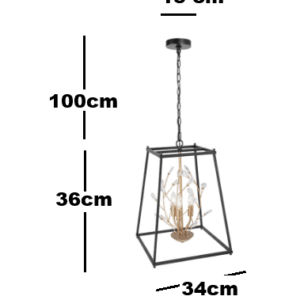 Modern 4-Light Lantern Geometric Crystal Chandelier for Dining Room